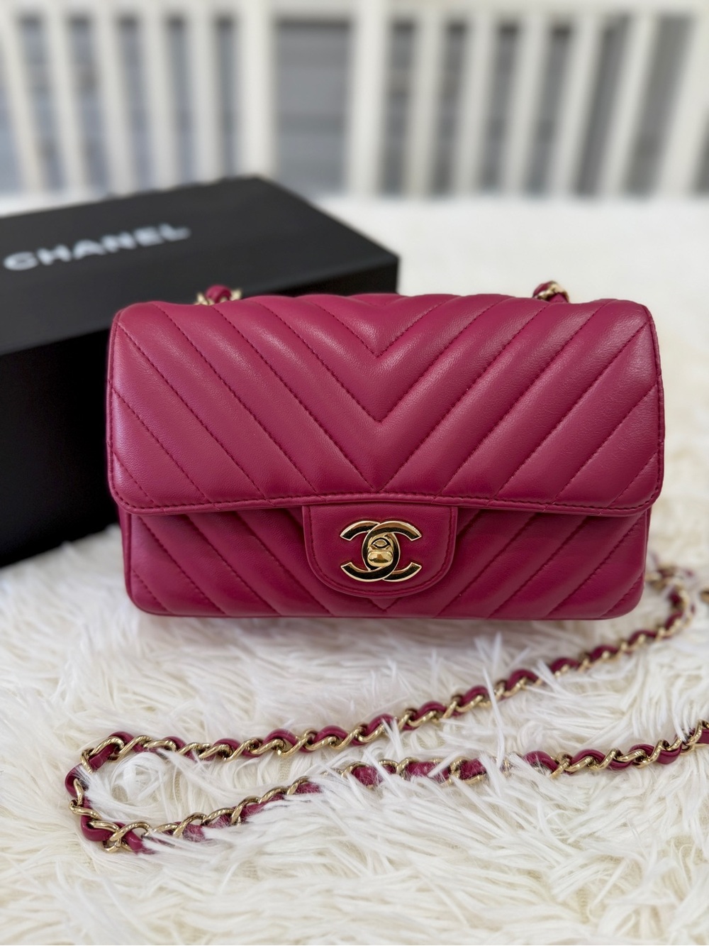 CHANEL CLASSIC MINI RECTANGULAR CLASSIC FLAP in PINK